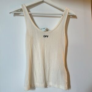 OFF WHITE Main Label Cream Tank Top